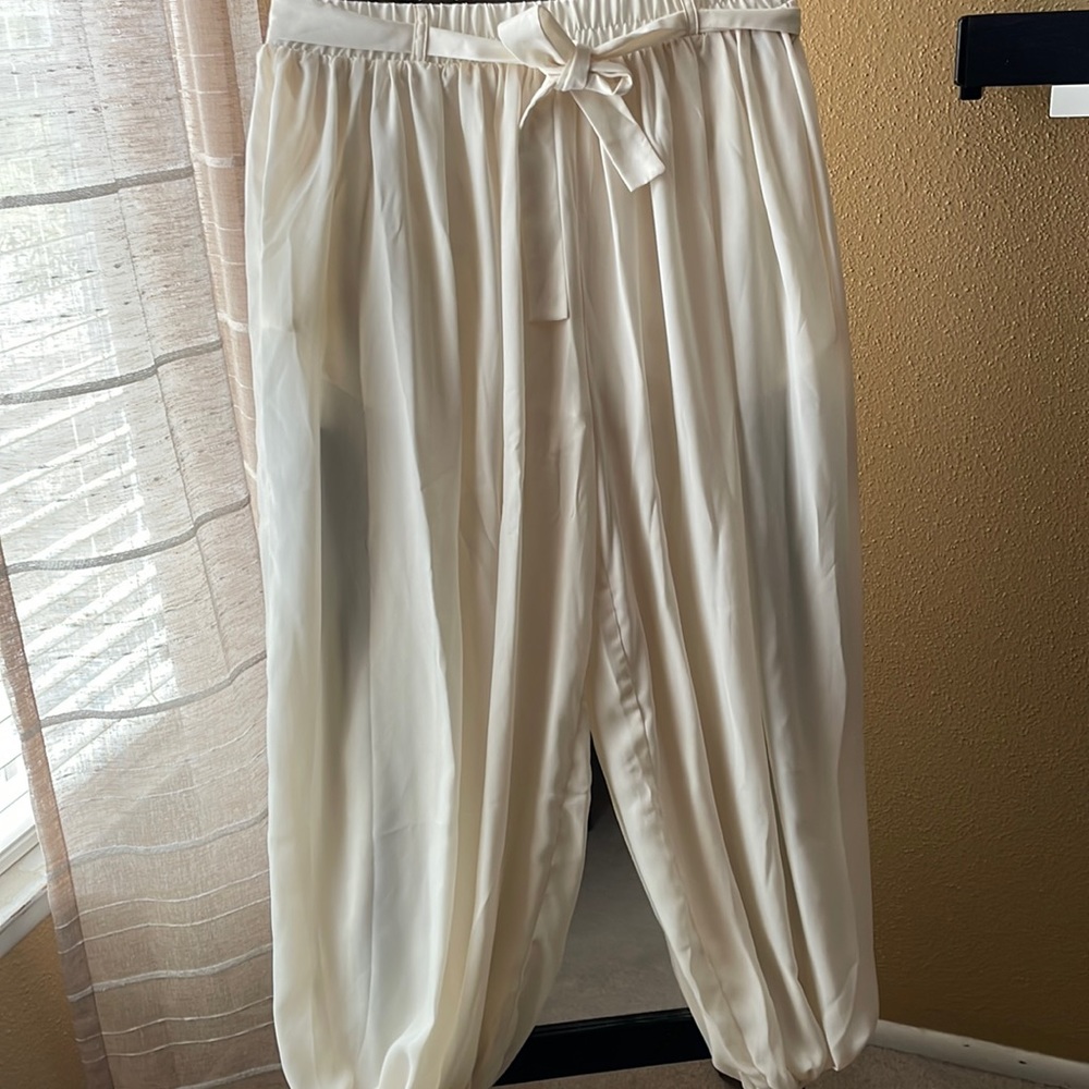 Shirred Chiffon Harem Pants